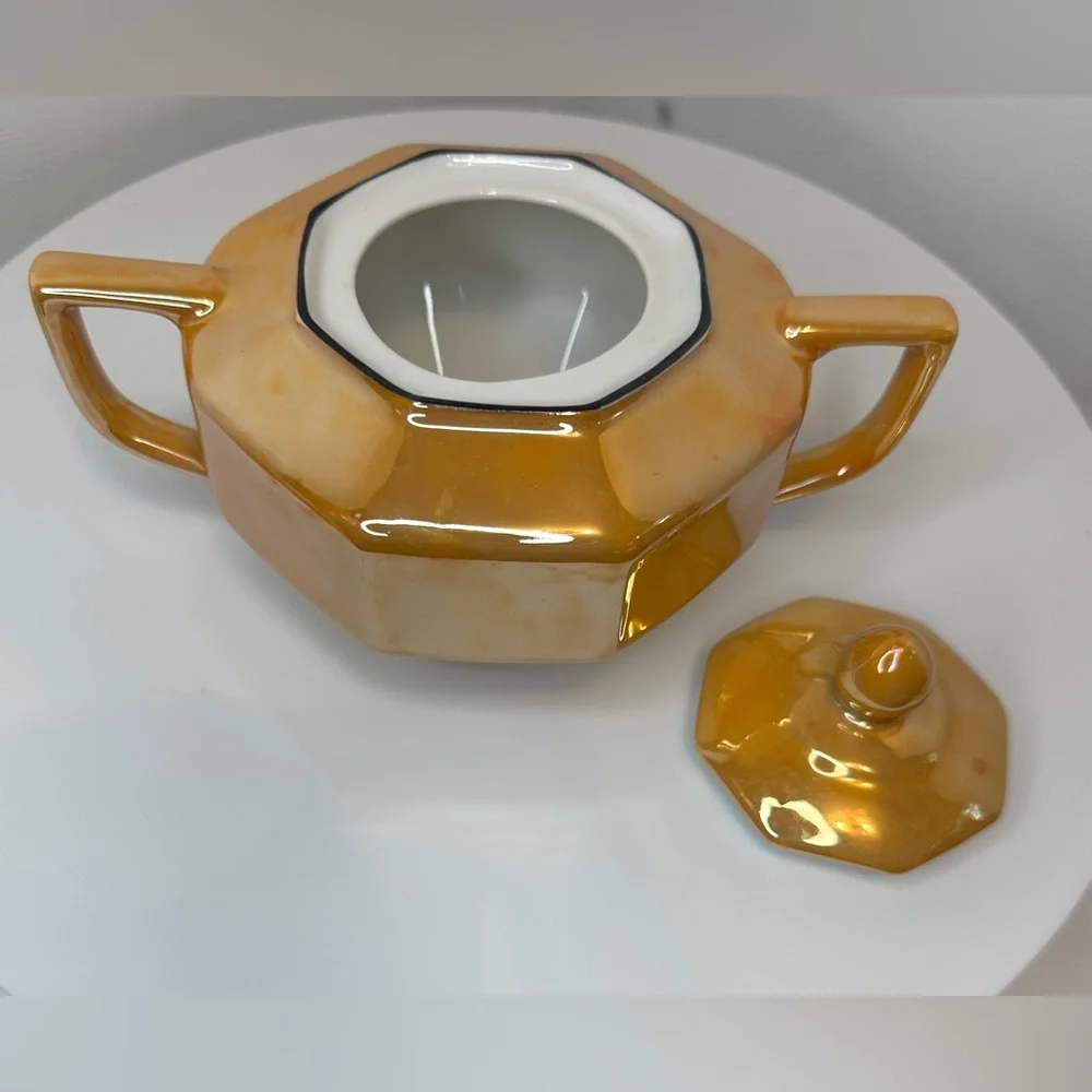 Vintage Orange/ Peach Lusterware Z. S & CO BAVARIA Cream Pitcher and Sugar Bowl